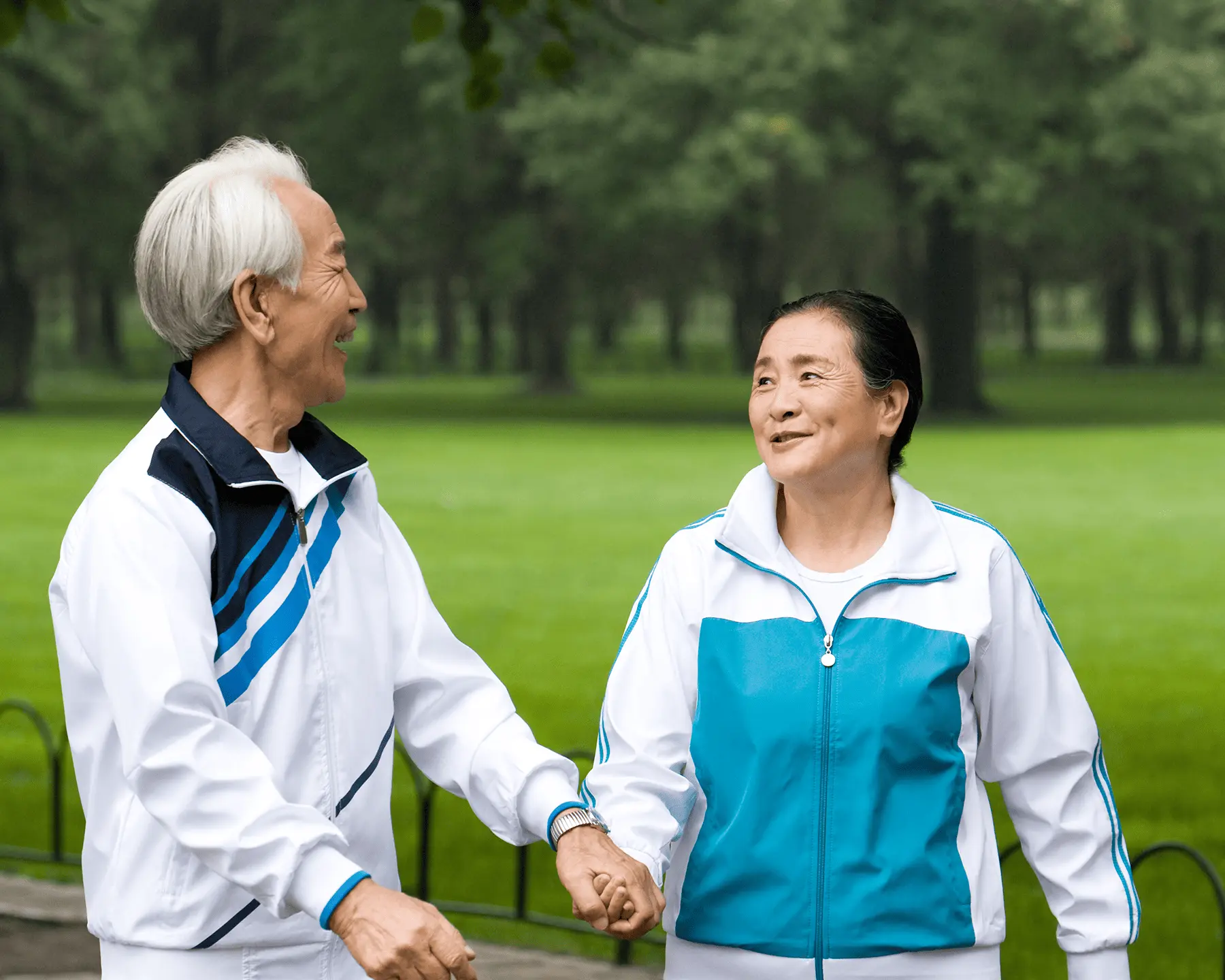 Two patients walking outdoors after radiopharmaceutical dosimetry and theranostics treatment evaluation
