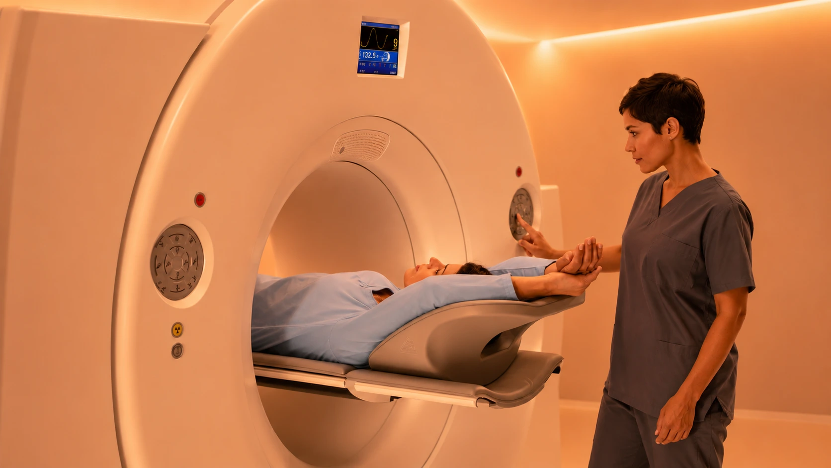 A United Theranostics radiopharmaceutical therapy patient receiving a PET/CT scan